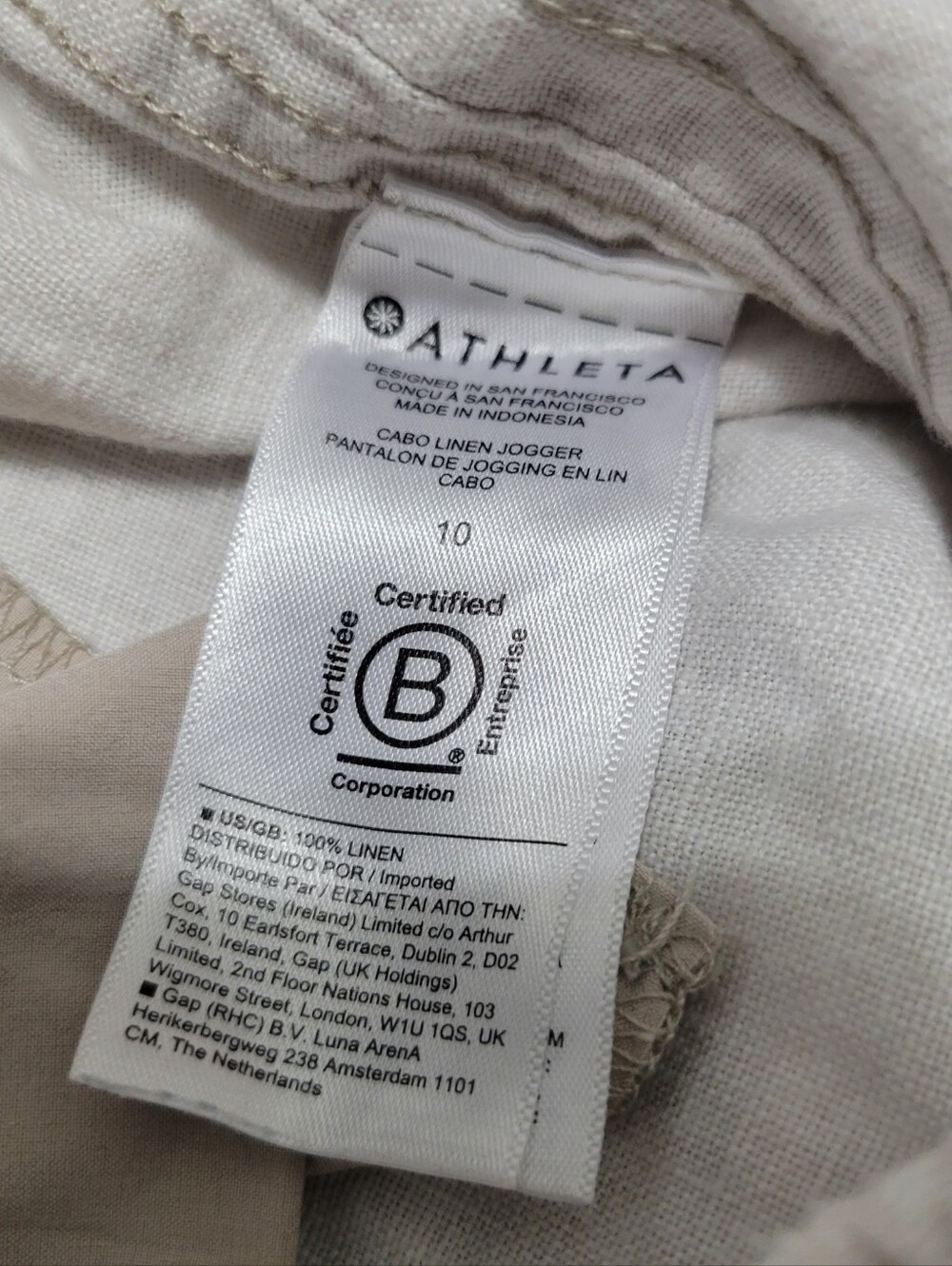 Athleta Pants Size 10 W29"xL26.5" Athleta Cabo Linen Jogger Pants Pull On Pants - Picture 8 of 8
